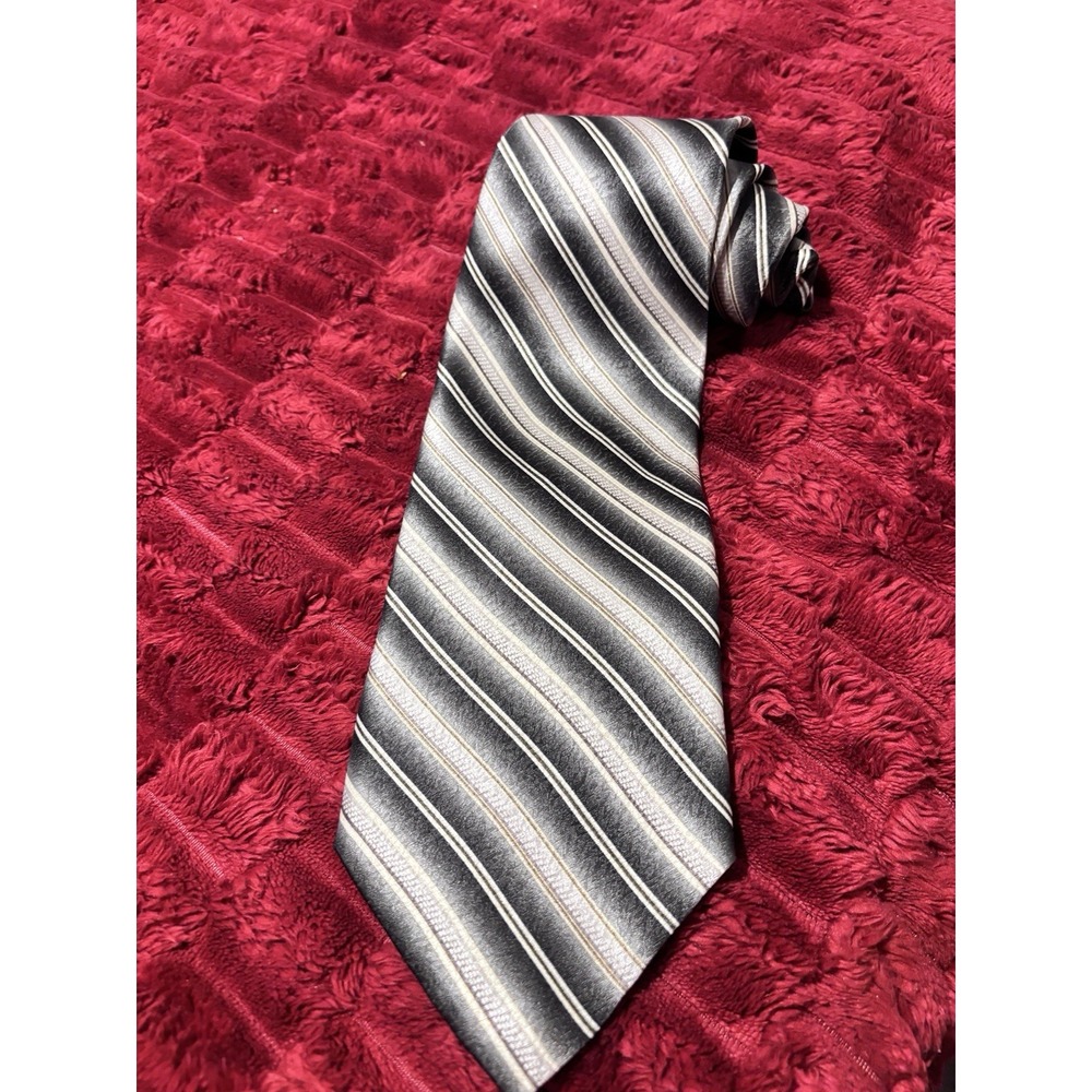 Pierre Cardin All Silk Green Gold Cream Diagonal Stripes 58" 4in Wide